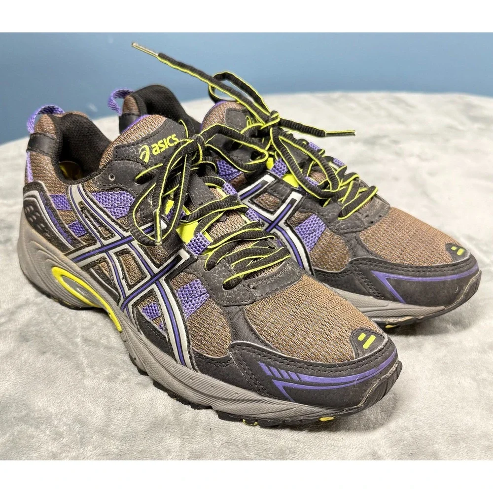 Asics Gel Venture Shoes Womens 8.5 Brown Purple Yellow Trail Running